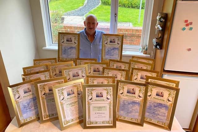 The Master - Ronnie Williamson - proudly displaying his awards won in the 2020 season.