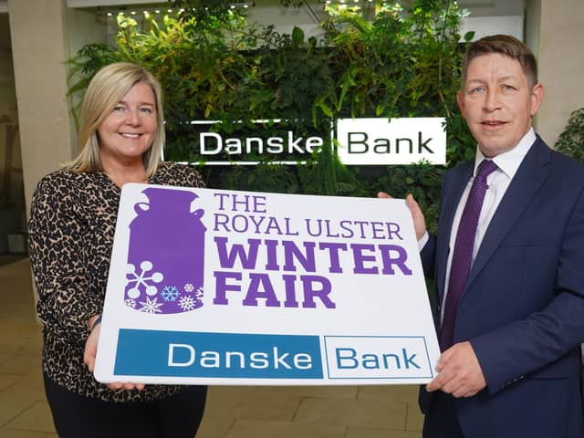 The 35th Royal Ulster Winter Fair was launched in association with sole sponsor Danske Bank. Pictured at Danske Bank, Donegall Square West are Rhonda Geary, Operations Director, RUAS and Rodney Brown, Head of AgriBusiness, Danske Bank..