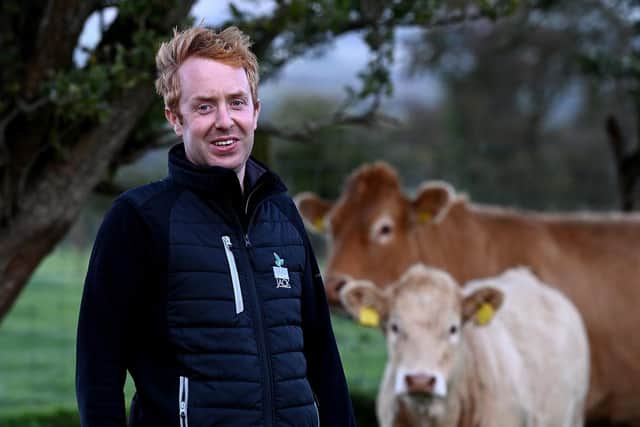 Mark Scott on his farm at Gortin, County Tyrone..