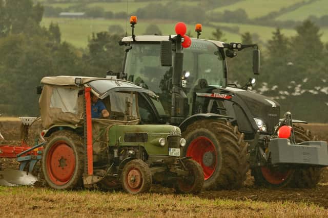 Old and new complete the ploughing together. Photo by Peter Shaw, supplied by City of Derry YFC.