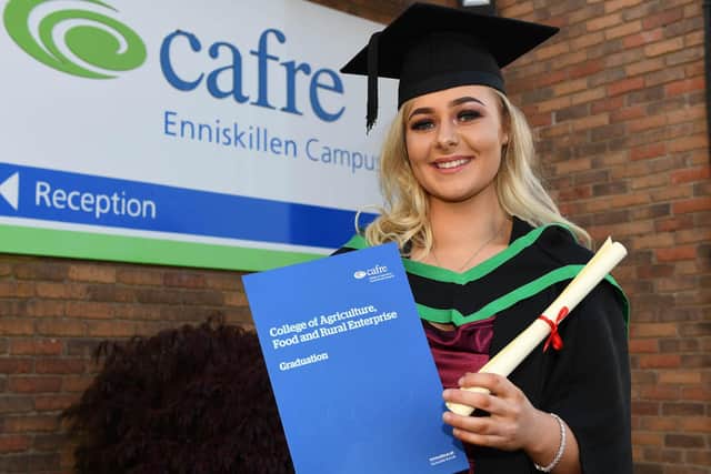 Emma Wright, Moneymore, celebrates achieving a Foundation Degree in Equine Management at CAFRE’s Enniskillen campus.
