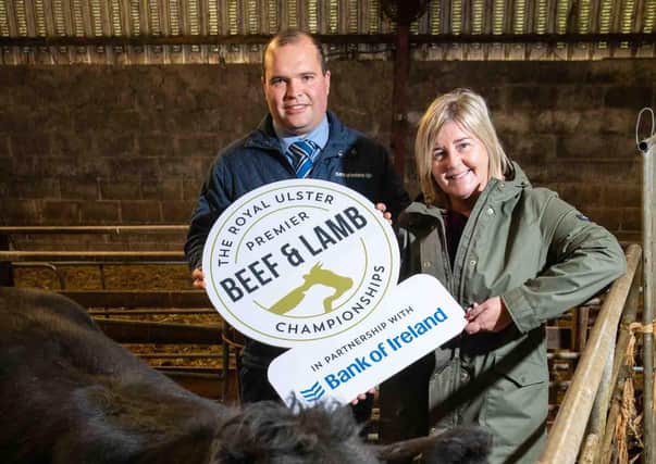 The close of entry deadline for the 2021 Beef & Lamb Championships is Friday 29th October at 5pm.  Pictured Richard Primrose, NI Agri Manager, Bank of Ireland and Rhonda Geary, Operations Director, RUAS.
