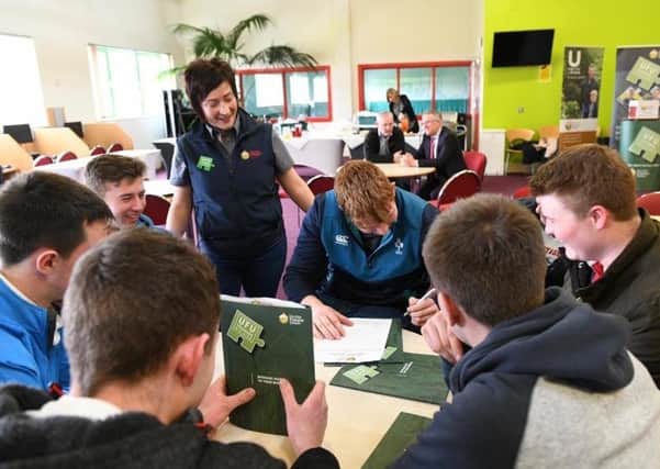 UFU membership development officer at Greenmount meeting with students.