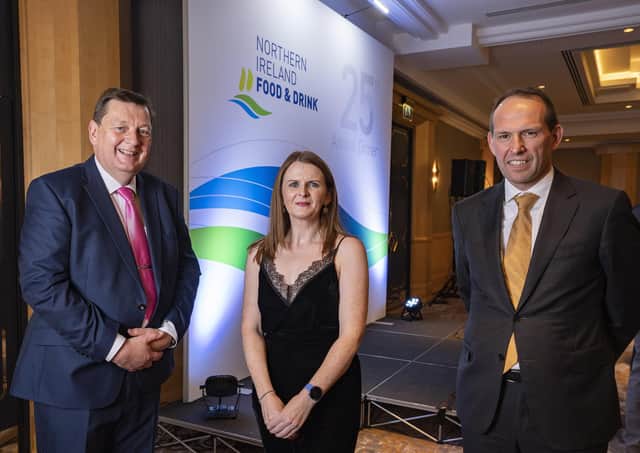 Michael Bell, NIFDA Executive Director, Dr Caoimhe Archibald MLA, Chair Economy Committee, and Nick Whelan, NIFDA Chair