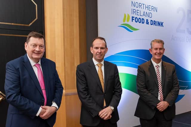 Michael Bell, NIFDA Executive Director, Nick Whelan, NIFDA Chair, and Edwin Poots MLA, Minister for Agriculture, Environment and Rural Affairs