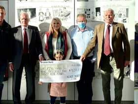 The NI Beef Shorthorn Club were delighted to recently present the Royal Hospital for Sick Children with a cheque for £9,039.73. The monies were raised at a Family Fun Day held on the farm of Kingsley and Rachel Jordan, Donaghcloney. Pictured are from left, Kingsley Jordan, Tom McGuigan, chairman, Rachel and Grace Jordan, Nigel Kearney Helping Hands,  and Barry Fitzsimons, vice chair.