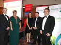 Gillian Reid, winner of the Women of Excellence award, with husband Carl, Ian McCluggage, winner of the lifetime achievement award, and wife Julie, with  News Letter editor Ben Lowry (right) at the Farming Life awards night at La Mon Hotel
