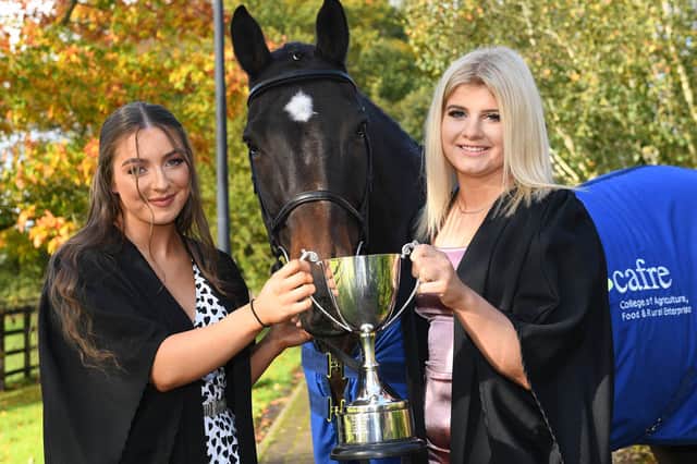 Brooklyn Edwards (Strabane) and Nadia Scanlon (Islandmagee) were presented with the Response Cup for best performance in first year practical assessments during their Level 3 Advanced Technical Extended Diploma in Equine Management course, which they completed at CAFRE, Enniskillen campus.
