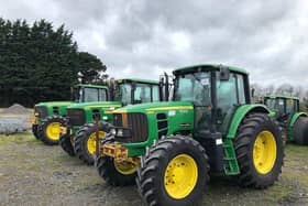 Line up of John Deere Tractors