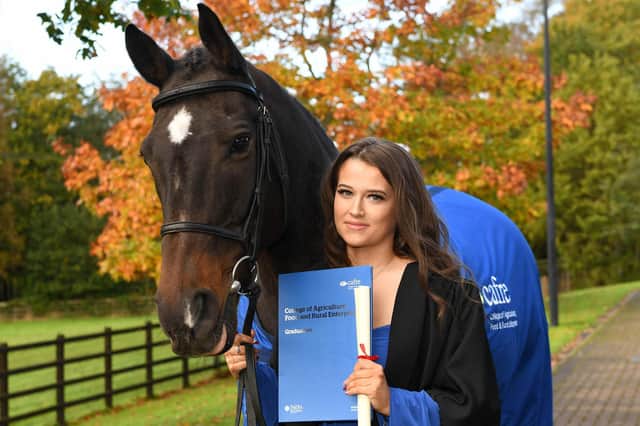 Lucy Donaldson (Belfast) celebrated her graduation with a Level 3 Advanced Technical Extended Diploma in Equine Management at the graduation celebrations at CAFRE, Enniskillen Campus.
