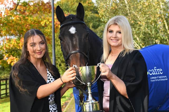 Brooklyn Edwards (Strabane) and Nadia Scanlon (Islandmagee) were presented with the Response Cup for best performance in first year practical assessments during their Level 3 Advanced Technical Extended Diploma in Equine Management course which they completed at CAFRE, Enniskillen Campus.