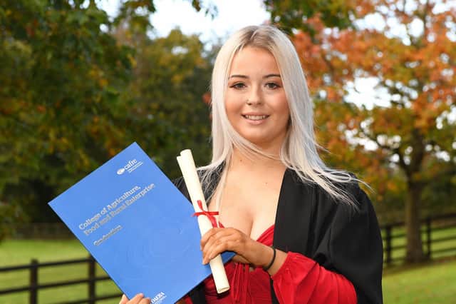 Kaitlinn McCabe (Newry) enjoyed being back at CAFRE Enniskillen Campus to mark her graduation from the Level 2 Technical Certificate in Equine Care.