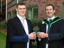 Scott Sharkey (Dungannon) was awarded with the 2020 DAERA Prize for being top student on the Level 3 Advanced Technical Extended Diploma in Land-based Engineering by Mr Bernard McCloskey, Course Manager at the Greenmount Campus graduation celebration.