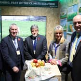 Minister Poots is pictured with (left to right) UFU President
Victor Chestnutt, NFU President for Scotland, Martin Kennedy; NFU President for England and Wales, Minette Bridget Batters and NFU Cymru President John Davies