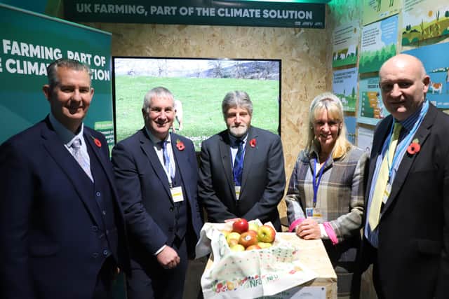 Minister Poots is pictured with (left to right) UFU PresidentVictor Chestnutt, NFU President for Scotland, Martin Kennedy; NFU President for England and Wales, Minette Bridget Batters and NFU Cymru President John Davies