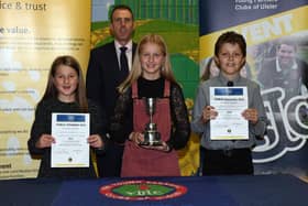 Robert Caldwell, NFU representative with Claire Fulton, Isabella Gregg and Jack Orr