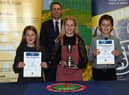 Robert Caldwell, NFU representative with Claire Fulton, Isabella Gregg and Jack Orr