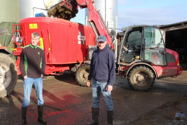 Markethill dairy farmers Stephen Hamilton and his son TJ have confirmed
that the availability of the new Redrock twin auger mixer feeder has
drastically reduced the time it takes to feed the milking cows on the
farm.