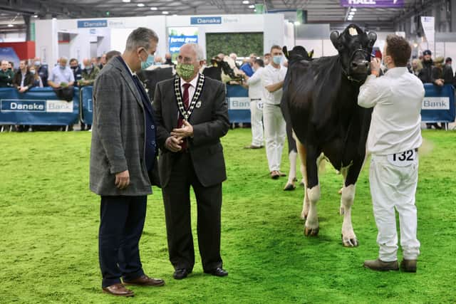 DAERA Minister Edwin Poots pictured with RUAS President Billy Martin at the 35th Royal Ulster Winter Fair, at Lisburn’s Eikon Exhibition Centre.