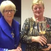 Joan Gray winner of the Rebecca McCourt Cup which was presented to her by President Elizabeth Gray.