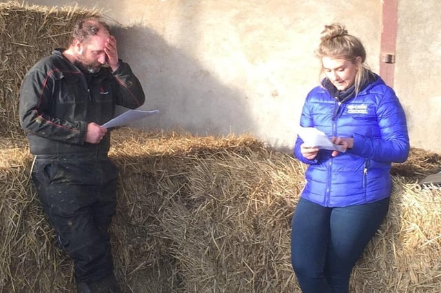 Host farmer Richard Brown with Anna Truesdale, CAFRE dairy development adviser, at a recent group meeting discussing options for efficiency of N usage.