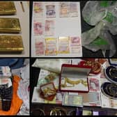 Gold, cash and jewellery seized by Fraud Investigation Service.