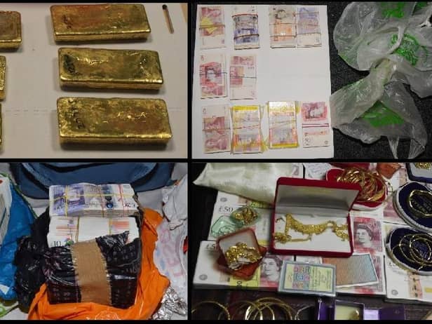 Gold, cash and jewellery seized by Fraud Investigation Service.