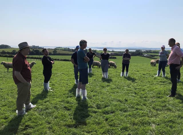 Members of the Targeted Selective Treatment of Anthelmintics EIP Group meeting on the farm of John Martin last summer.