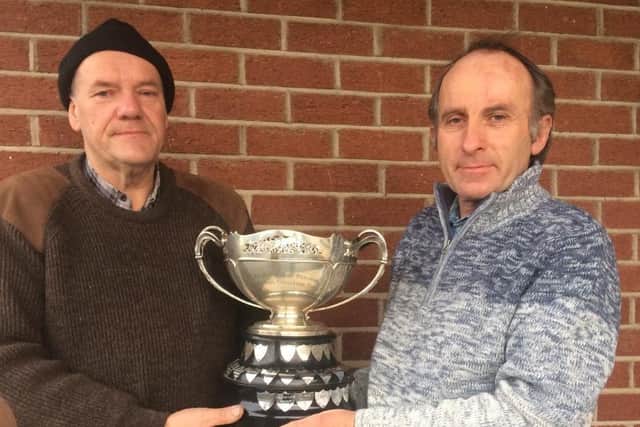 Terry and Dermot Morgan with the RH McClelland Cup