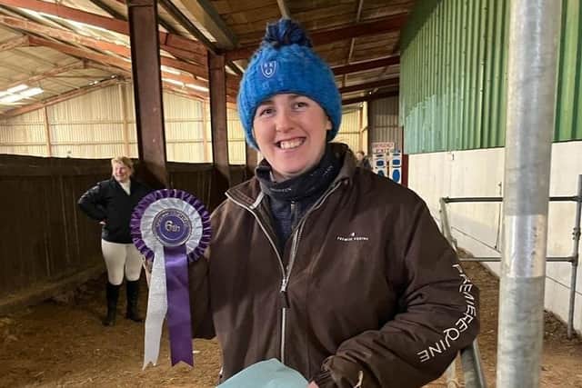 Karen Auld pleased with her placing on Snabo Boy in class 1.