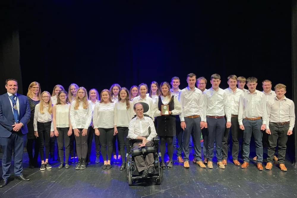 Trillick and District YFC's choir at Portadown Town Hall. They were placed third overall