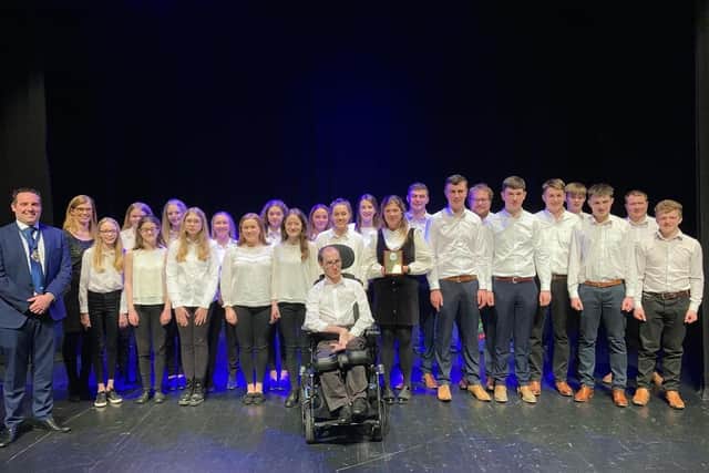 Trillick and District YFC's choir at Portadown Town Hall. They were placed third overall