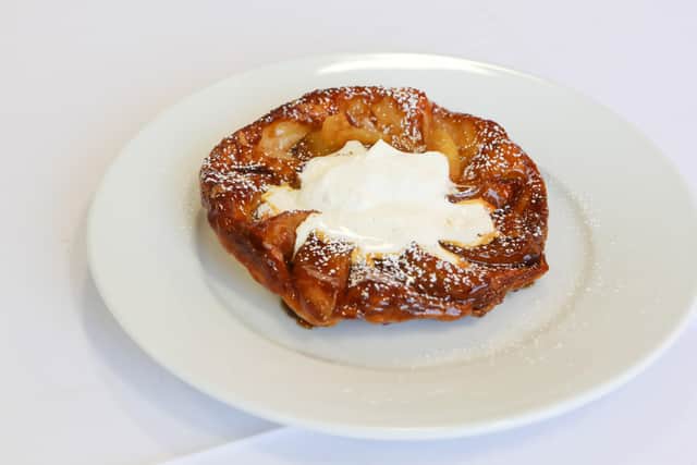 Michael's winning dessert: apple tart tatin with Chantilly cream and sugar spirals