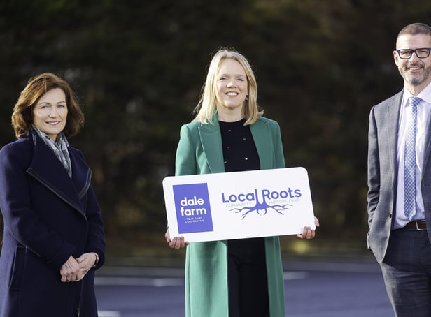 L-R Isobel Russell, Principal, Holy Trinity College Cookstown; Caroline Martin, Corporate Marketing and Communications Manager, Dale Farm; Niall Oliver, Principal, Dunclug College Ballymena.