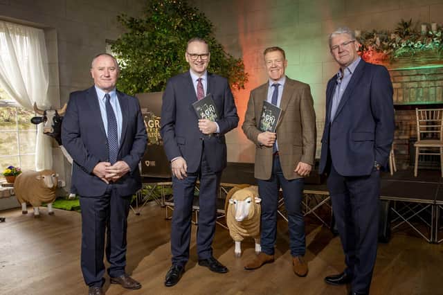 Pictured at the launch of the Armagh City, Banbridge and Craigavon Borough Council Agriculture Strategy from left: Councillor Declan McAlinden (Chair of Councilâ€TMs Economic Development and Regeneration Committee), Roger Wilson (Council Chief Executive), Adam Henson (Key note speaker) and Sir Peter Kendall (Key note speaker).