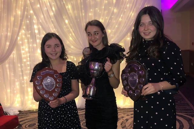 Amy Young received the junior home management shield, Olivia Smyth received the home management cup and Charlotte Conn received the Carmichael Shield for best new member