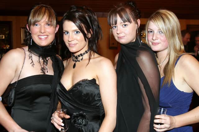 Ann Martin, Emma Louise Murray, Sarah Lamont and Kristina Koch pictured during the Route Hunt Charity Ball at the Lodge Hotel in 2007. Image: Kevin McAuley