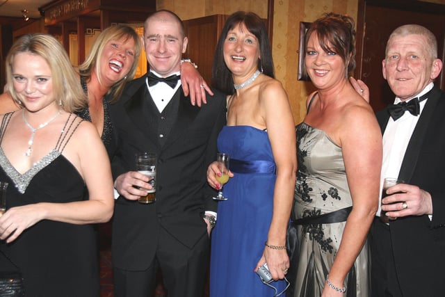 Rachael Best, Geraldine Parker, Lee Johnston, Lesley McDowell, Freddy McDowell, and Stephanie McLernon pictured during the Route Hunt Charity Ball at the Lodge Hotel in 2007. Image: Kevin McAuley