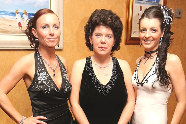 Liza McCloskey, Margaret Mullan and Cynthia Brennan pictured during the Route Hunt Charity Ball at the Lodge Hotel in 2007. Image: Kevin McAuley