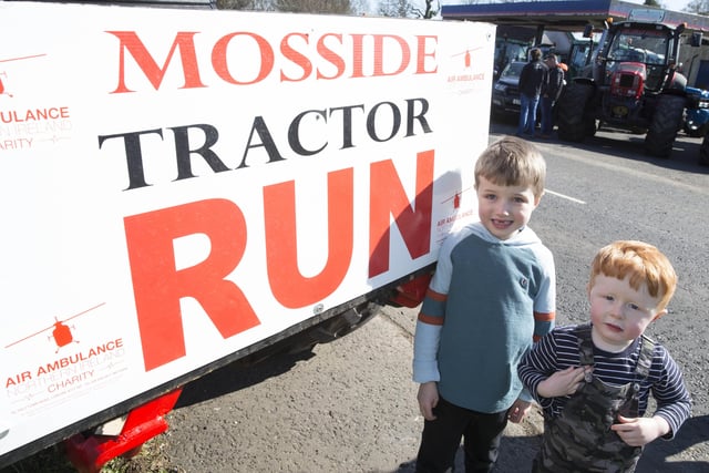 Jacob and Reuben Quinn pictured at the Mosside Tractor Run to raise funds for the Air Ambulance NI