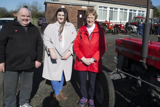 Nat McLean, Bethany Ferris and Joan Baird pictured at the Mosside Tractor Run to raise funds for the Air Ambulance NI