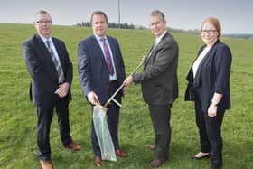 DAERA Minister Edwin Poots opens the £45million Soil Nutrient Health Scheme at AFBI Hillsborough.  Pictured with the Minister are (l to r) Dr Stanley McDowell, AFBI Chief Executive, Pieter-Jan Schön, Director of Environment and Marine Sciences Division, AFBI and Rachel Cassidy, AFBI.