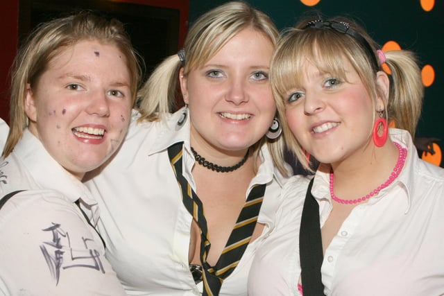 Ruth McNeilly, Stephanie Smith and Ashley McKinley pictured at the St. Trinian's disco in the Coach Banbridge in 2007. Image: Kevin McAuley