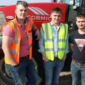 Supporting the big tractor run last Saturday (from left) Aaron Andrews, Darren Megaw and Andrew Dodds