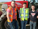Supporting the big tractor run last Saturday (from left) Aaron Andrews, Darren Megaw and Andrew Dodds