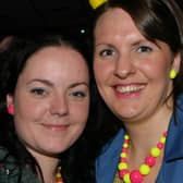 Lisa Callan and Angela McGrillen pictured at the Collone YFC boiler suit party at Banville Hotel, Banbridge, Co Down in 2008. Image: Kevin McAuley