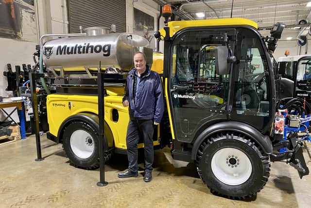 Donite Plastics’ Sales Manager, Michael Barton, is pictured alongside one of Multihog’s newly remodelled machines. Donite Plastics worked alongside the Dundalk based company to provide them with thermoformed panels for their newly remodelled MX and MXC machines.