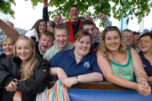 Spectators cheer on their team at the annual YFCU Tug of War Competition at Balmoral Show 2007.