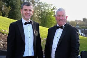 Niall O'Donnell, President, NIGTA with Victor Chestnutt. President, UFU at the Northern Ireland Grain Trade Association Annual Dinner. Photograph: Columba O'Hare/ Newry.ie