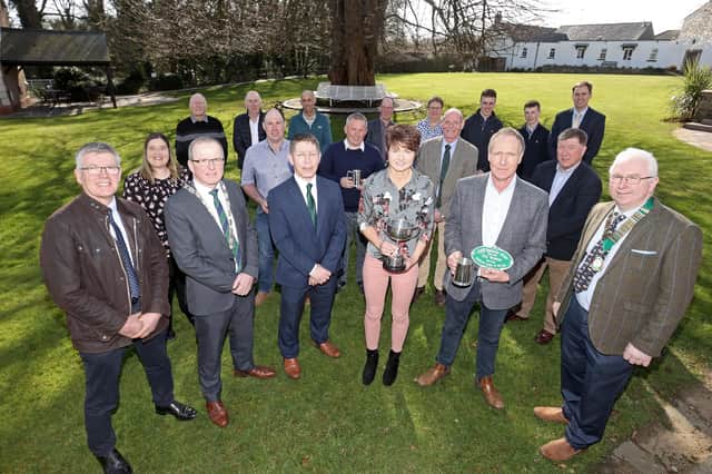 Winners, judges and sponsors who attended the Ulster Grassland Society Grassland Farmer of the Year competition awards event in the Dunadry Hotel recently